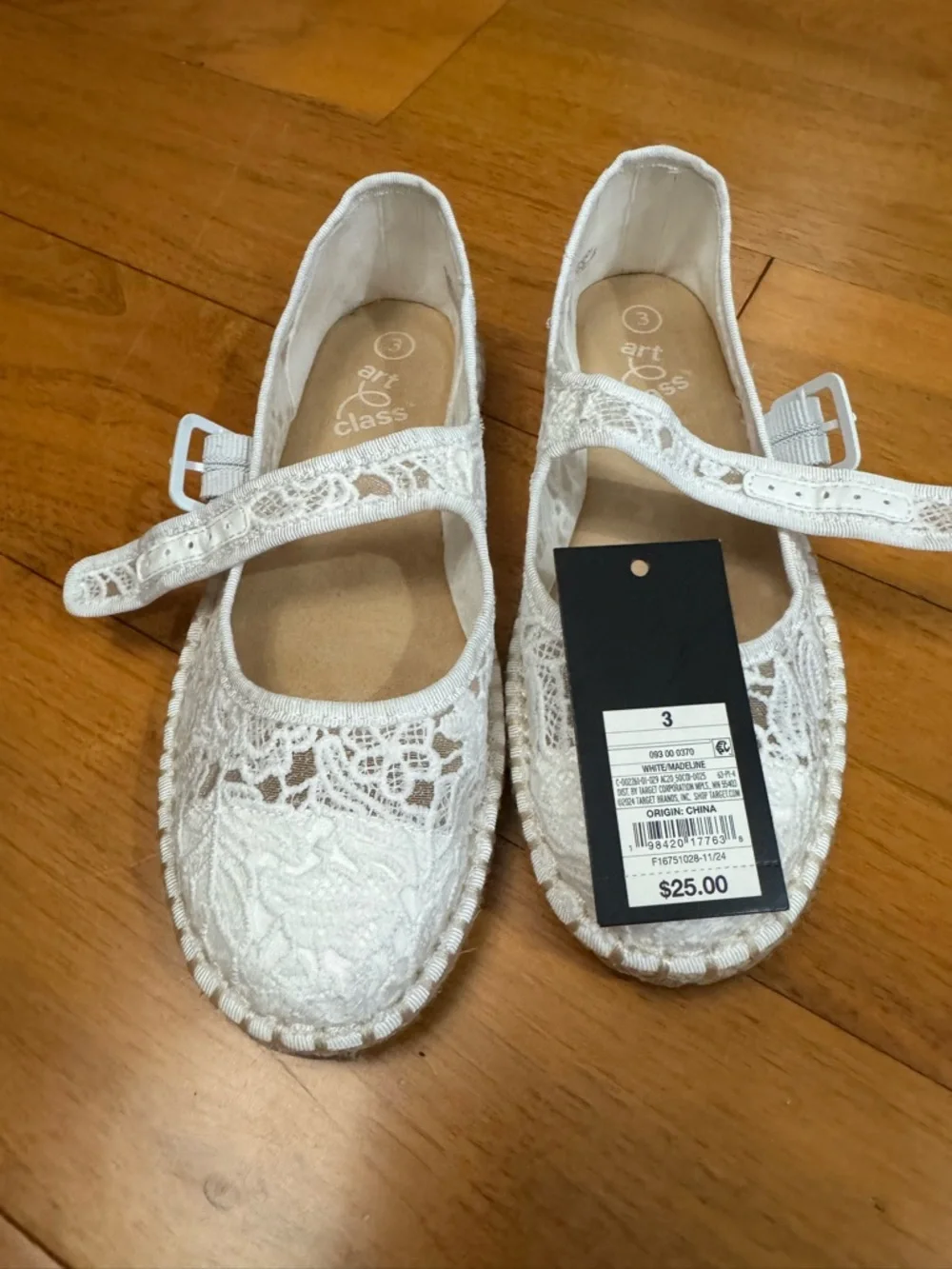art class White Lace Mary Jane Flats with Buckle Strap